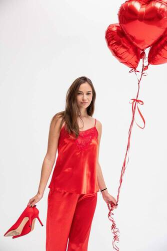 Caroline Komplet piżama damska DKaren - czerwona