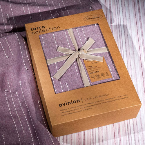 Pościel z bawełny z ozdobnymi przeszyciami Avinion 8 Eurofirany wrzosowy