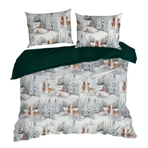 Melody Eurofirany Pościel świąteczna z mikrowłókna – czerwony zdobiona nadrukiem świątecznym