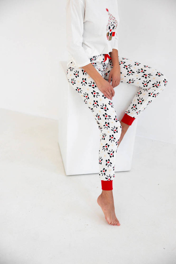 Piżama damska Panda 3/4 Sensis ecru