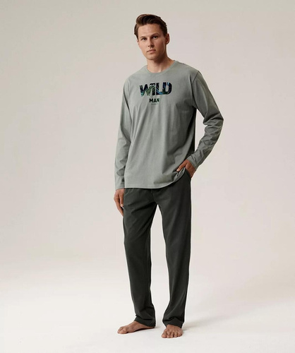 Bawełniana piżama męska NMP-392 Atlantic – długi rękaw, komfort i styl na co dzień