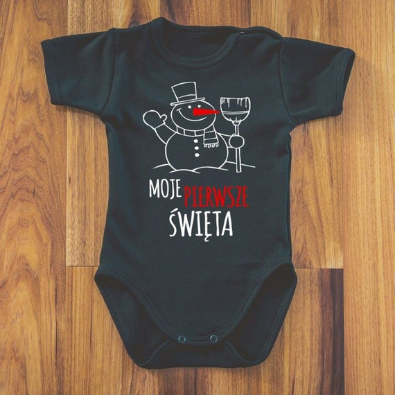 Body krótki rękaw "Moje pierwsze Święta z bałwankiem" Moocha biały
