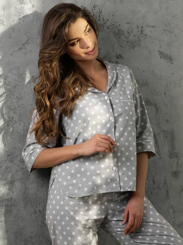 Piżama damska rozpinana Looking Good Momenti Per Me grey