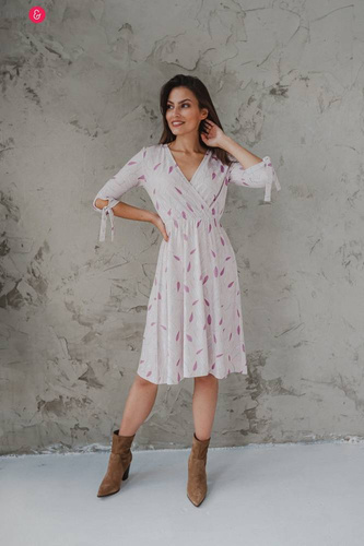 Sukienka do karmienia ciążowa Two Ways MIDI Milk&Love miętowa granatowa w listki