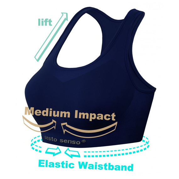 Biustonosz sportowy top CL14 Sesto Senzo granatowy