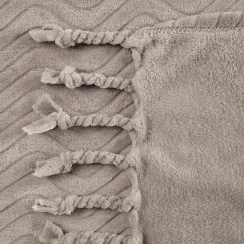 Koc narzuta z frędzlami Emma Eurofirany beżowy 