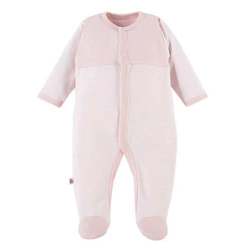 Pajac niemowlęcy ze stópkami Big Bear Eevi - różowy paski