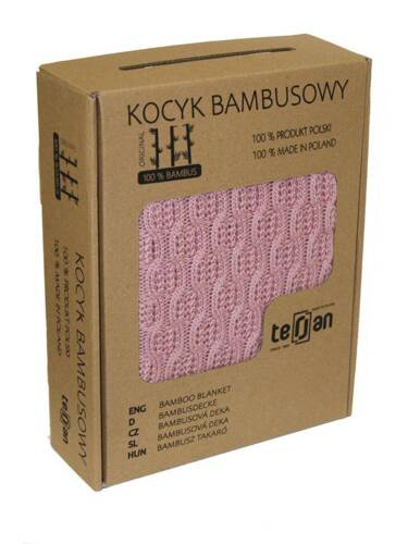 Kocyk bambusowy Squares Terjan - deep pink