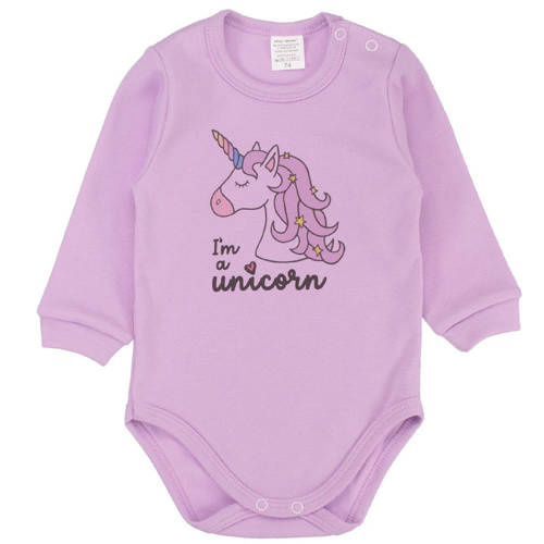 Body z długim rękawem Jednorożec Martex fioletowy