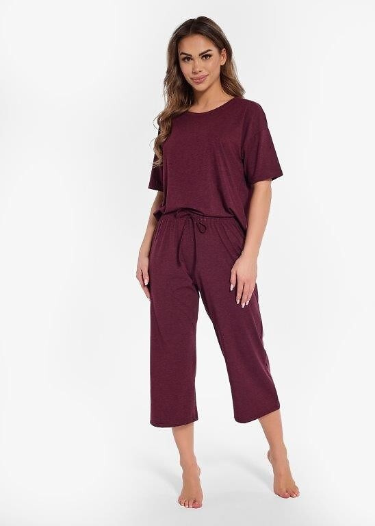 Piżama Damska 849/323 Angie  Cornette burgundowy