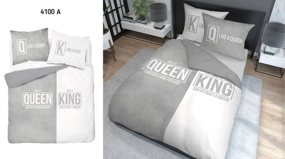 Pościel bawełniana Queen King 4100 A Holland 129 Detexpol szary/biały