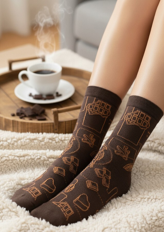 Wedel wz.04 – unisex skarpety z czekoladowym wzorem U04.WED