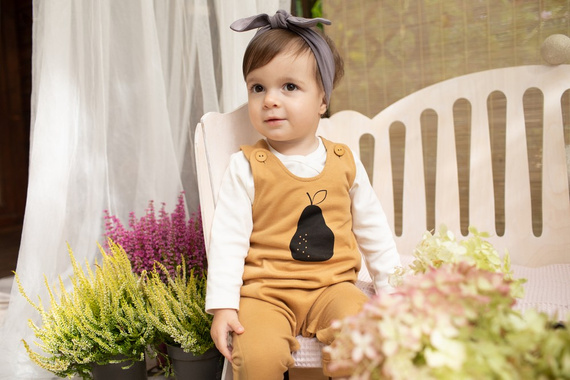 Ogrodniczki niemowlęce Tres Bien Pinokio - żółty