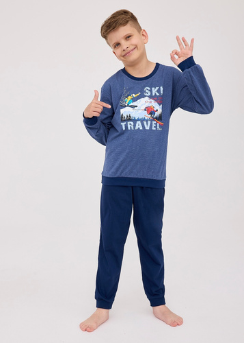 Piżama chłopięca 477/158, 267/158 Ski Cornette granatowy