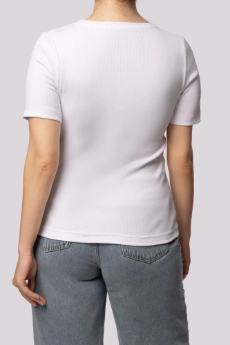 Koszulka damska w prążek Ribbed Mona biały 