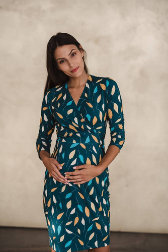 Sukienka ciążowa i do karmienia Grow with me Milk&Love turkus w listki