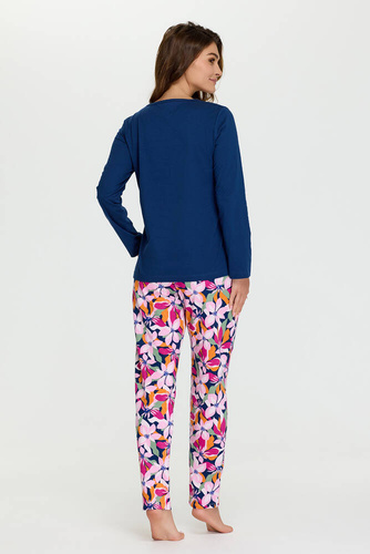 Piżama damska 7 Senizo granatowy kwiaty