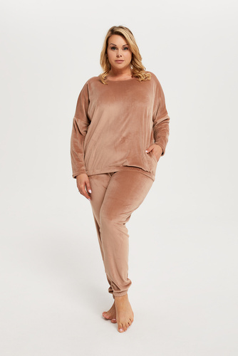 Komplet Damski dł. rękaw, dł. spodnie Juga Italian Fashion czarny - beżowy