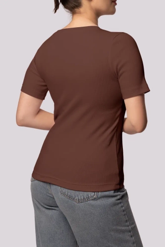 Koszulka damska w prążek Ribbed Mona czekoladowy 