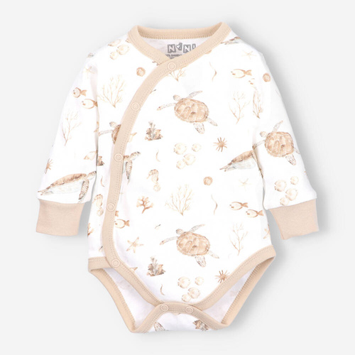 Komplet niemowlęcy z bawełny organicznej Turtles Nini beżowy