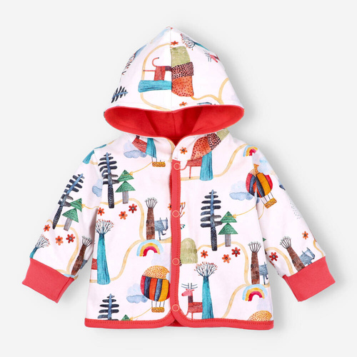 Bluza dwustronna Kolorowy Las z bawełny organicznej Nini malinowy 