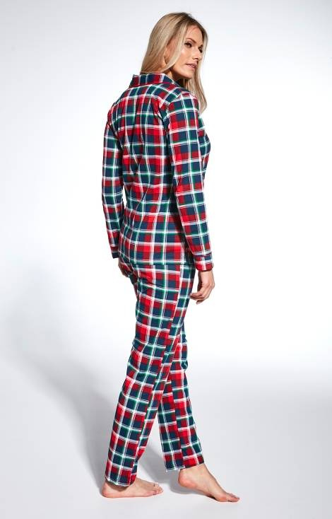 Cornette Piżama damska rozpinana 482/369 Roxy - granatowy-czerwony