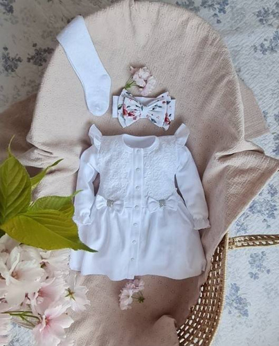 Sukienka z długim rękawem 074KK Princess Marija - biały