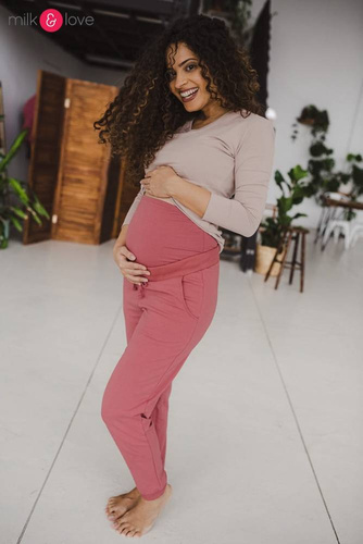 Dresowe spodnie ciążowe Milk&Love dusty cedar