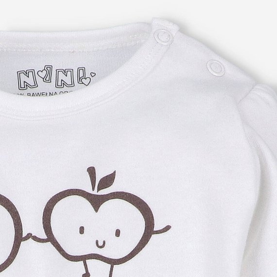 Body z bawełny organicznej Happy Apples Nini ecru