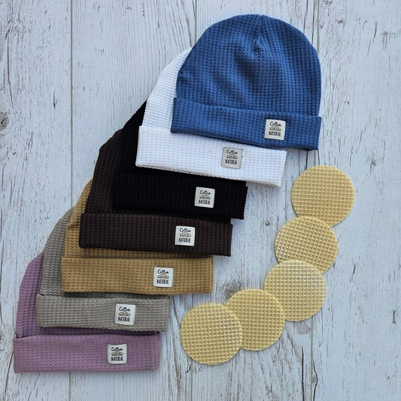 Czapeczka niemowlęca "Natural Waffel" Makoma denim