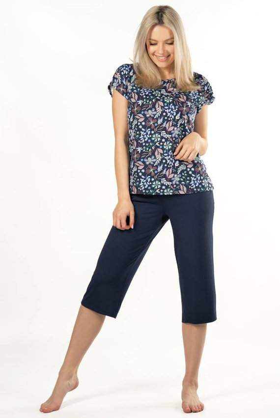 Margot Mix&Match Koszulka Piżamowa Druk Nipplex - granatowy