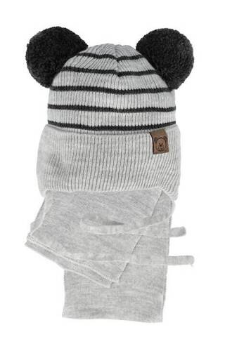 Komplet czapka+szalik 48-317 AJS jasny szary