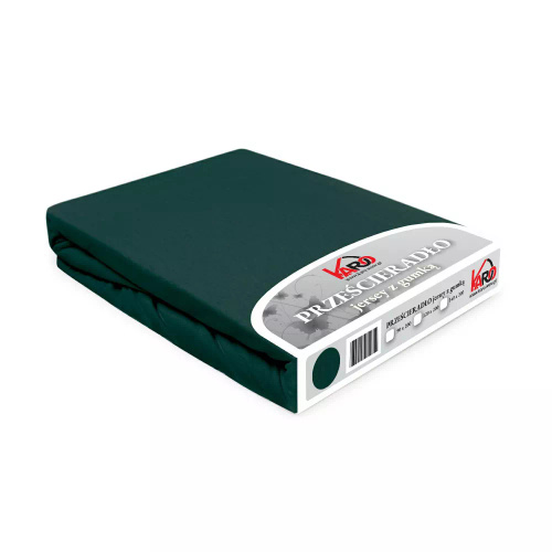 Constance prześcieradło jersey z gumką KARO - zielony butelkowy 036