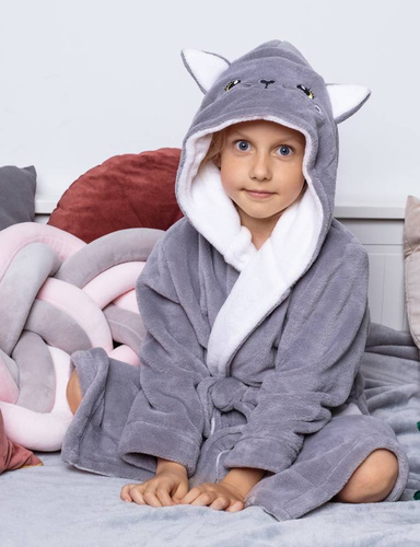 Szlafrok dziecięcy Kitten Kids Delfino Envie grey