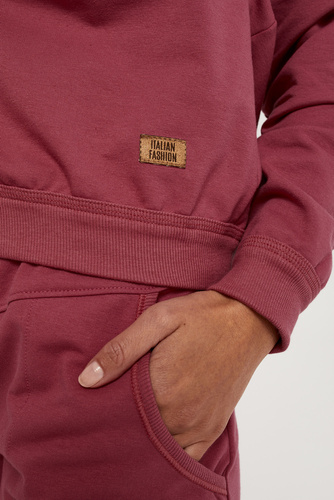 Komplet Damski dł. rękaw, dł. spodnie Panama Italian Fashion, - malinowy