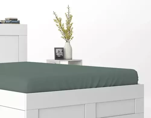 Prześcieradło satynowe z gumką jPure ednobarwne Detexpol oliwkowy