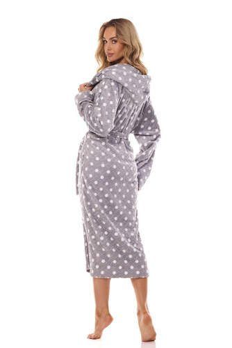 Długi szlafrok damski 2406 Dots Long L&L grafitowy 