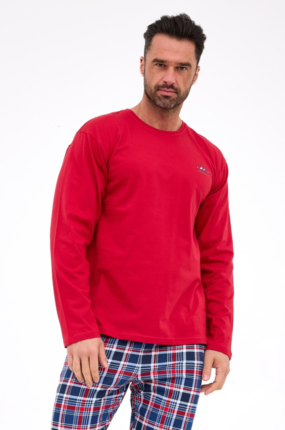 Męska piżama Cornette 124/312 Ready 3– długi rękaw, bawełna, spodnie w kratkę