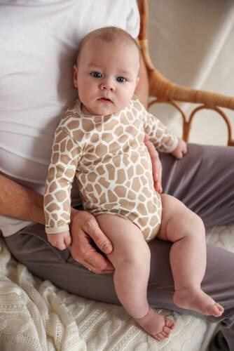 Body niemowlęce z długim rękawem "Giraffe" Makoma cętki