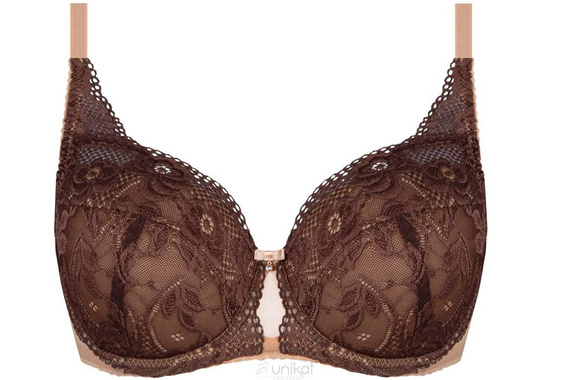 Biustonosz usztywniany Brownie full cup Unikat brązowy/beżowy