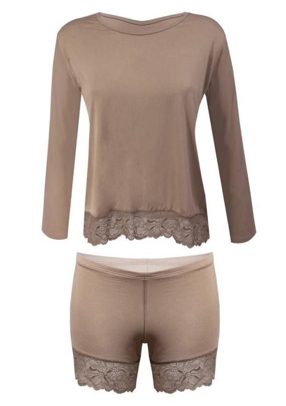 Komplet Piżama Damska Kornelia DKaren - Cappucino