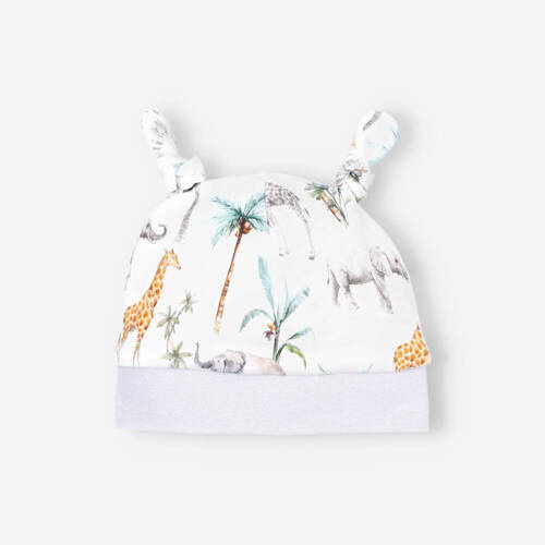 Czapka niemowlęca z bawełny organicznej Safari Adventure Nini druk