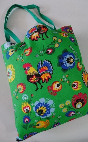 Torba bawełniana na zakupy Kwiatki wzór serwetki szary