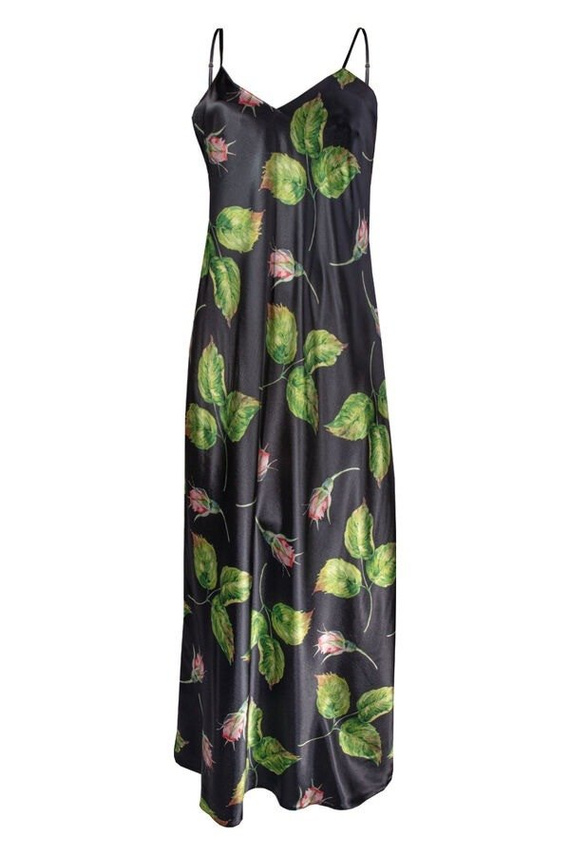 Długa halka satynowa Flowers DKaren - DK-HI 8 czarny