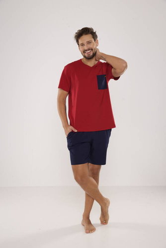 Piżama Męska 646 Kevin De Lafense - bordo