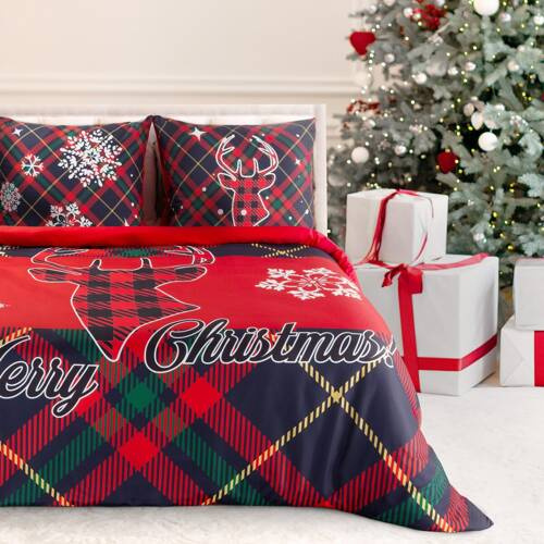 Pościel świąteczna renifer z mikrowłókna Dasher Eurofirany czerwony