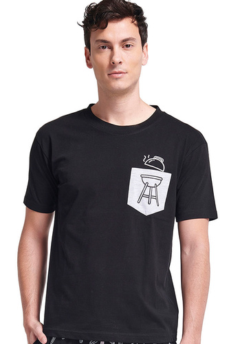 Piżama męska Gianny Sorbetto szara – komplet z nadrukiem, krótki rękaw, szorty