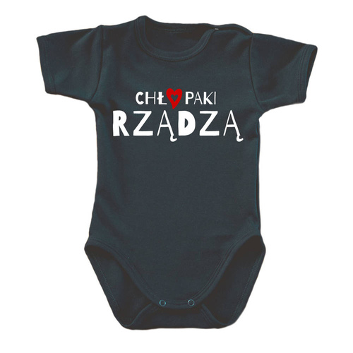 Body krótki rękaw "CHŁOPAKI RZĄDZĄ" Moocha czarny