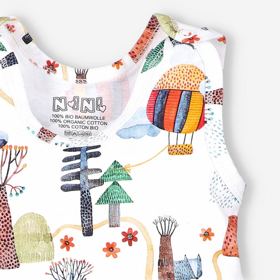 Śpiochy z bawełny organicznej Kolorowy Las Nini druk