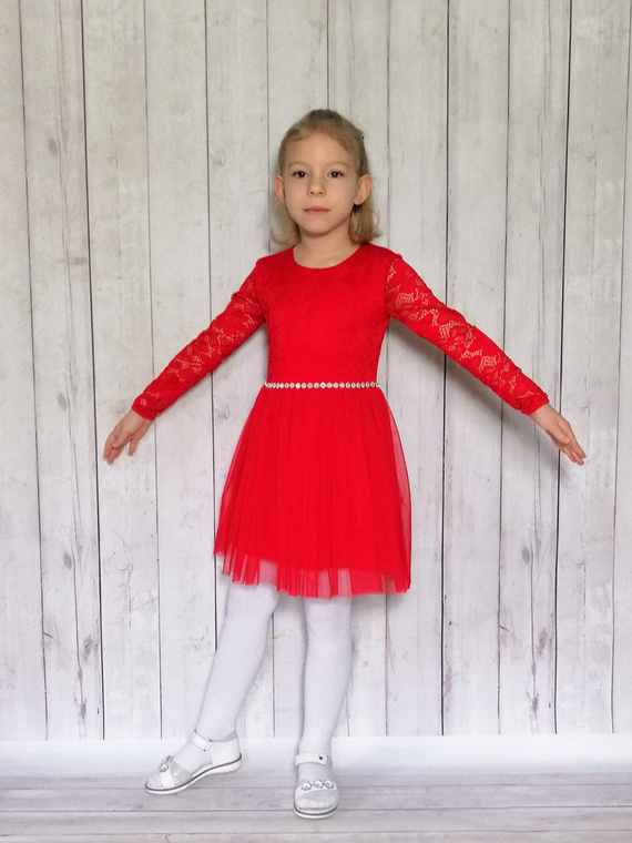 Sukienka dziewczęca długo rękaw Angel II Bambarillo czerwony